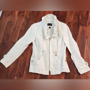 White House Black Market Winter White Zip-Up Rain Jacket